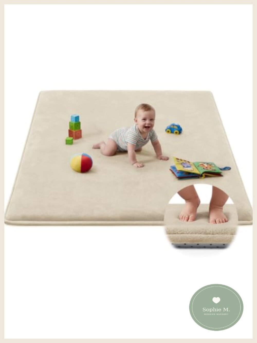 Baby Play Mat Thick Foam Non-Slip Tummy Time Crawling Rug 50x50